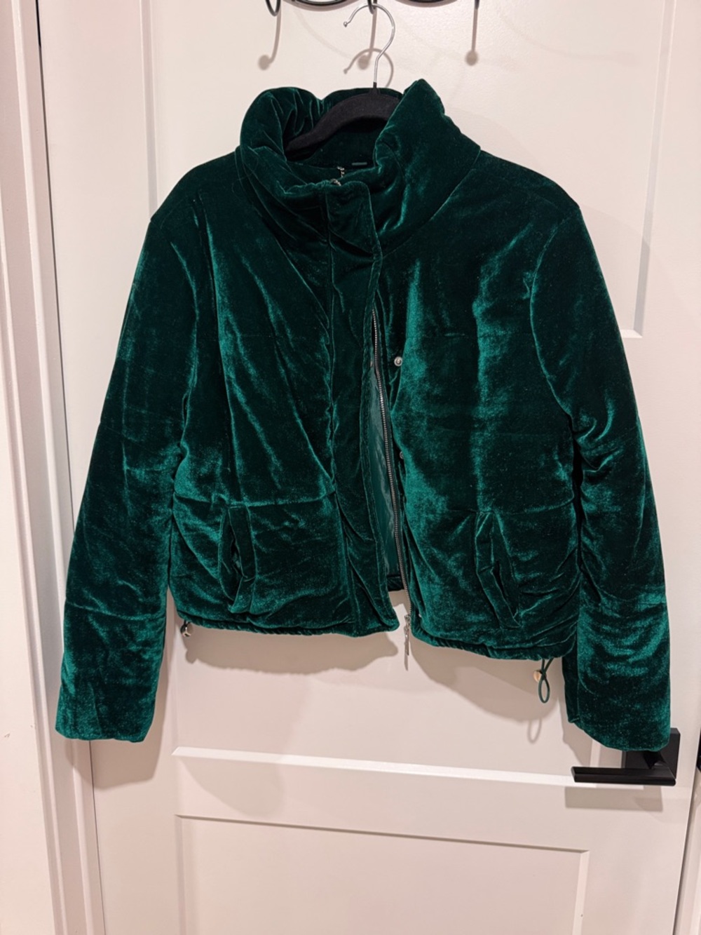 Jou Jou Velvet Puffer Jacket - Deep Green